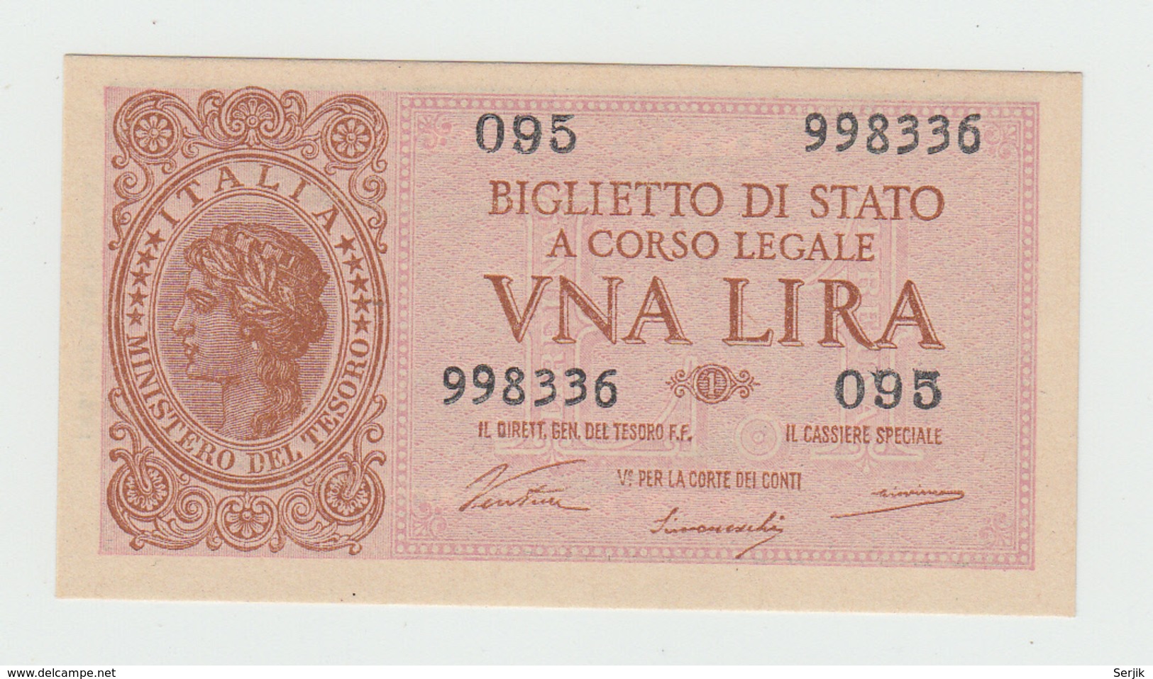 Italy 1 Lire 1944 UNC NEUF P 29a  29 A - Italia – 1 Lira