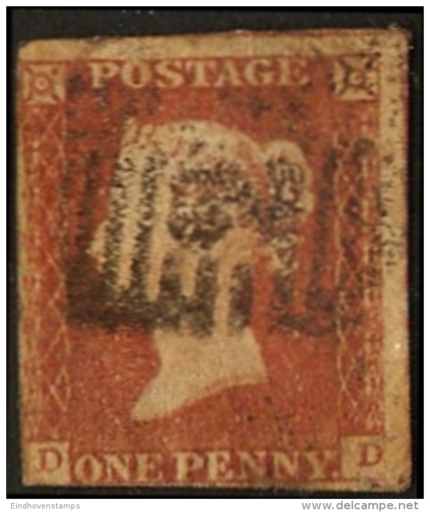 Great Britain 1841-47 1 D Imperf. Die I Alph I DD Used, In Postage:  S  Broken, Frame Above O Broken; Right D Small &amp - Gebruikt