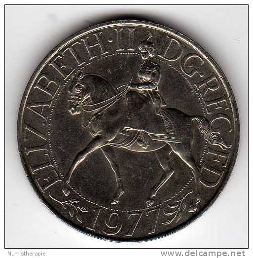 GB UK : 25 New Pence 1977 : Reine QEII 25 Ans Depuis 1952 : Cheval - 25 New Pence