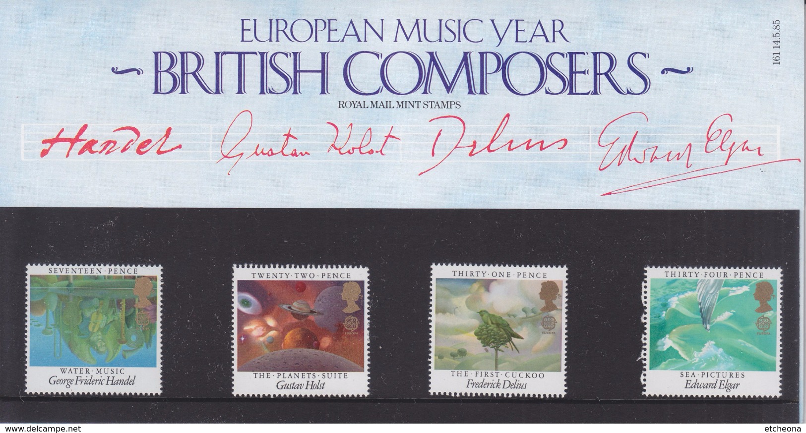 = Encart Avec 4 Timbres Grande Bretagne Neufs European Music Year Année Européenne De La Musique - Angleterre - Presentation Packs