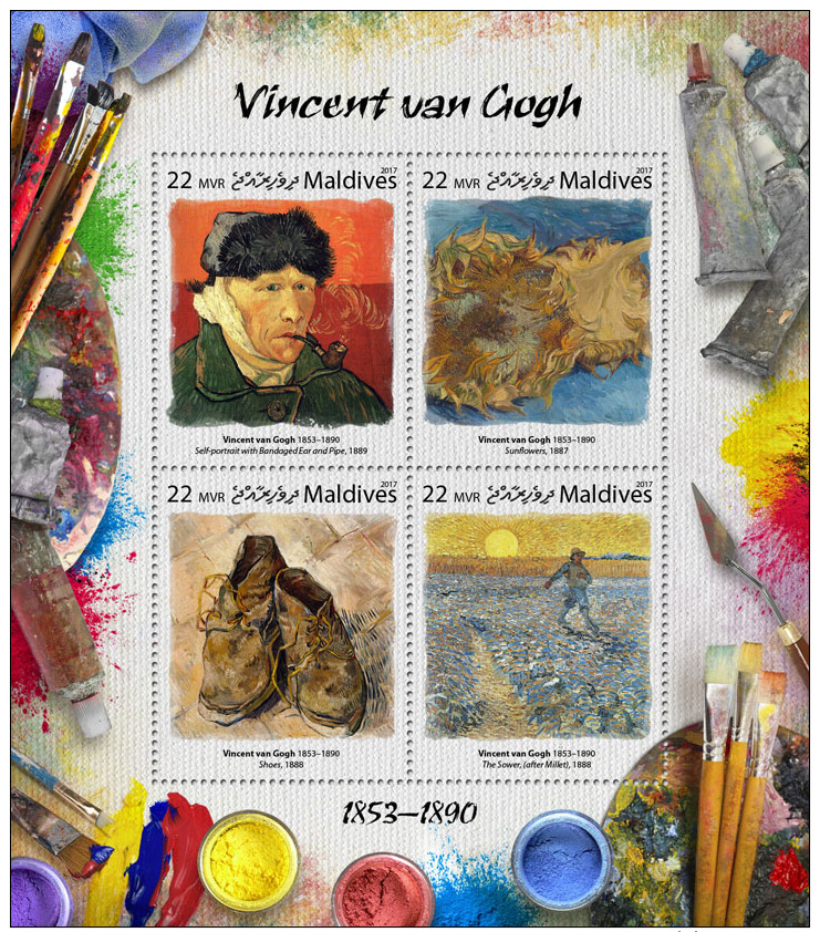 Maldives 2017 Vincent Van Gogh Painter Paintings Impressionism S/S MLD17307 - Other & Unclassified