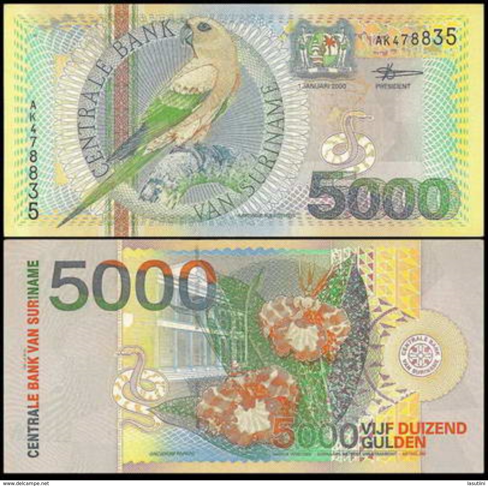 2000 Surinam 5000 Gulden P152 VF - Suriname