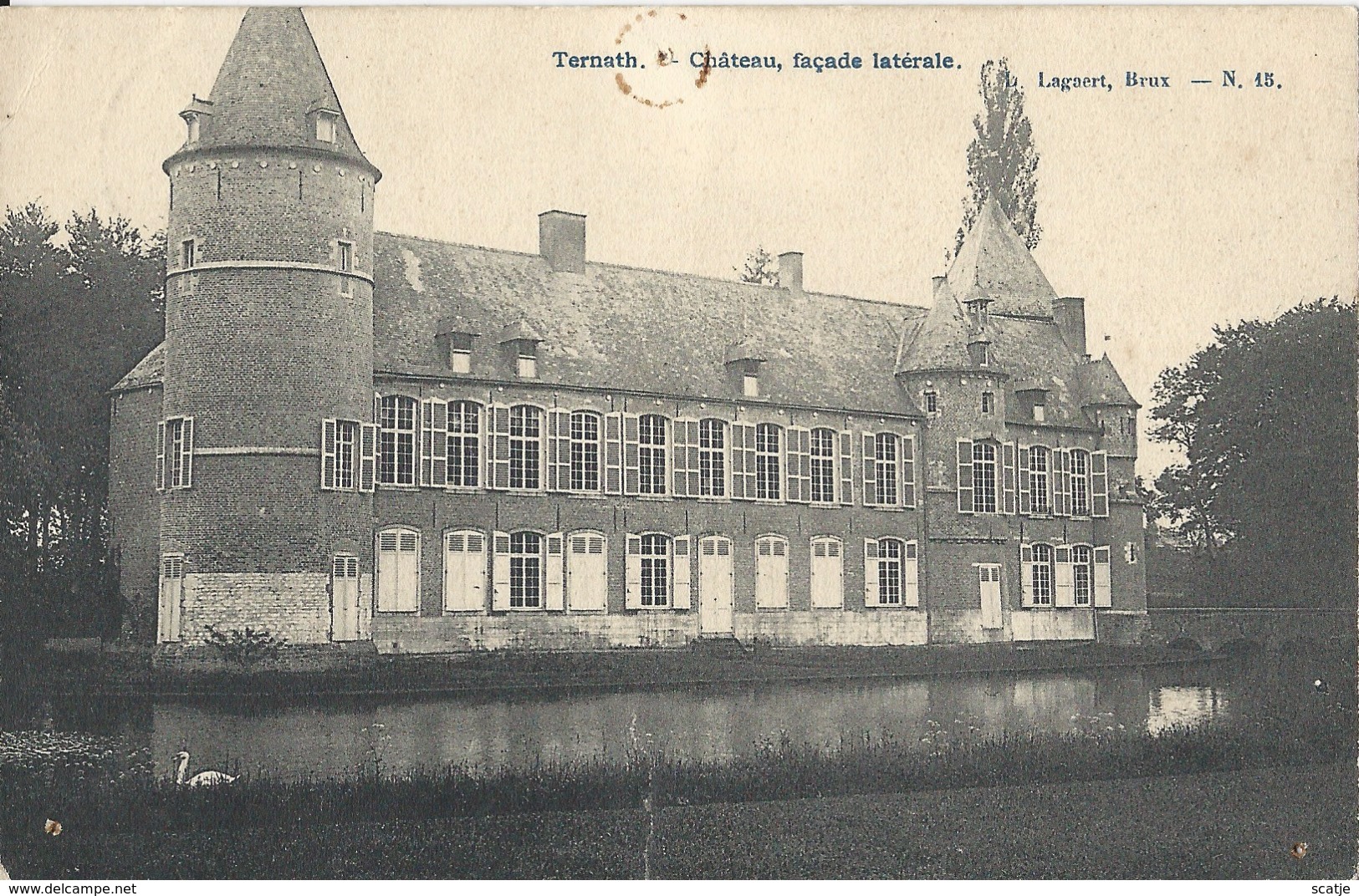 Ternath.   Château,  Façade Latérale.  (Scheurtje - Zie Scan) -  1907 - Ternat