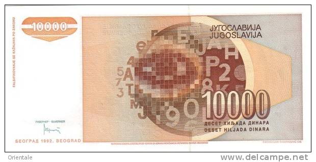 YUGOSLAVIA P. 116a 10000 D 1992 UNC - Yougoslavie