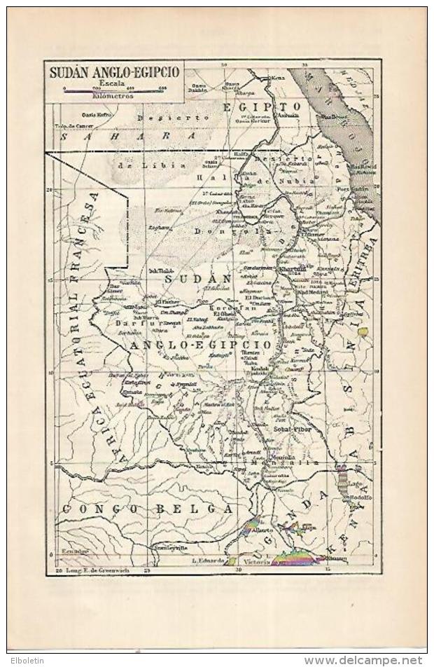 LAMINA ESPASA 22516: Mapa De Sudan Anglo Egipcio - Sonstige & Ohne Zuordnung