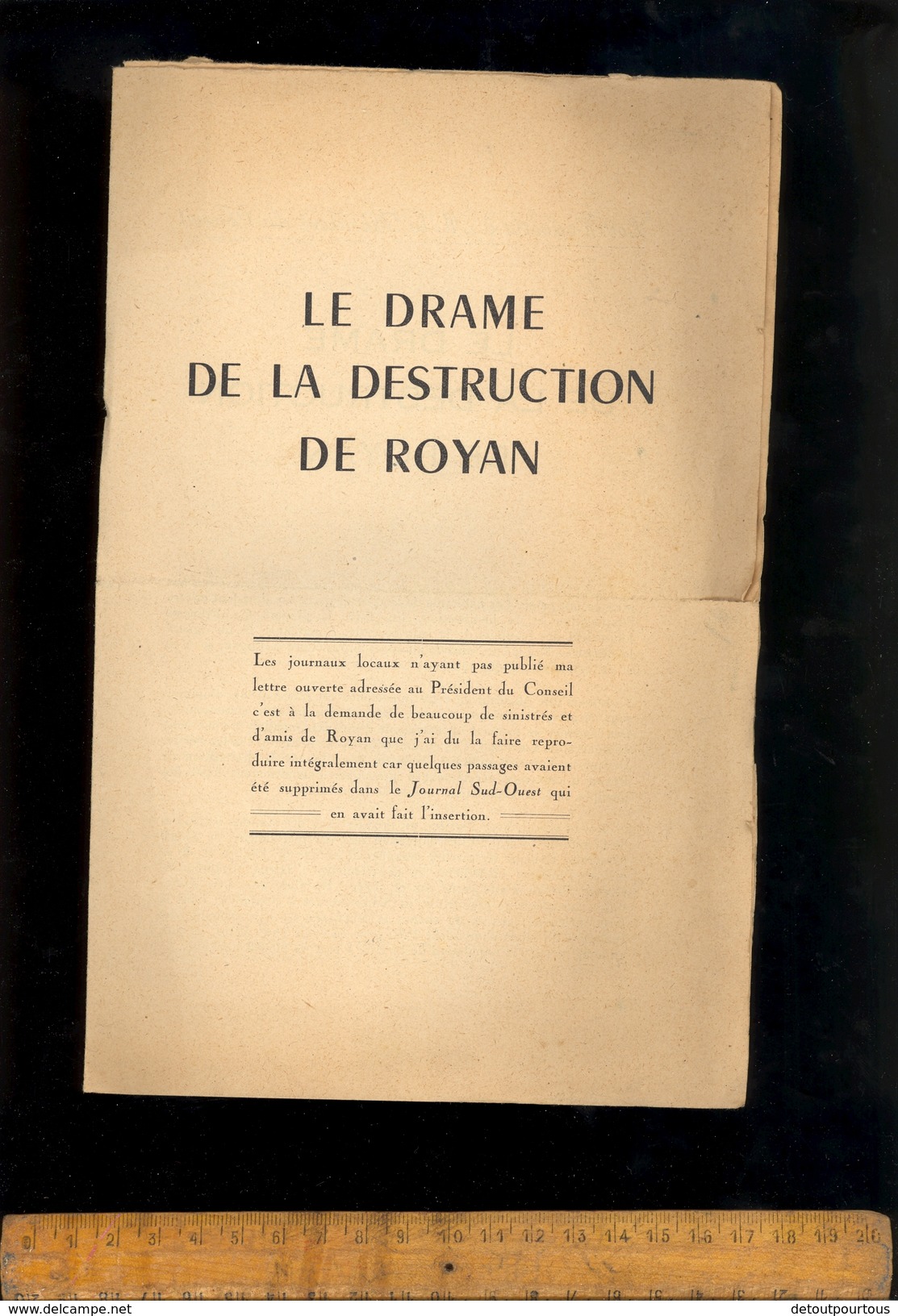 LE DRAME DE LA DESTRUCTION DE ROYAN Lettre Au Président Du Conseil Par Paul METADIER / WWII Bombardements 1945 - Documents Historiques