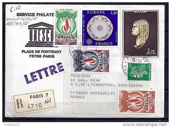 TP N° 1868/1878/1611/UNESCO43/44/45  SUR LETTRE REC. DU 22.7.76 - 1961-....