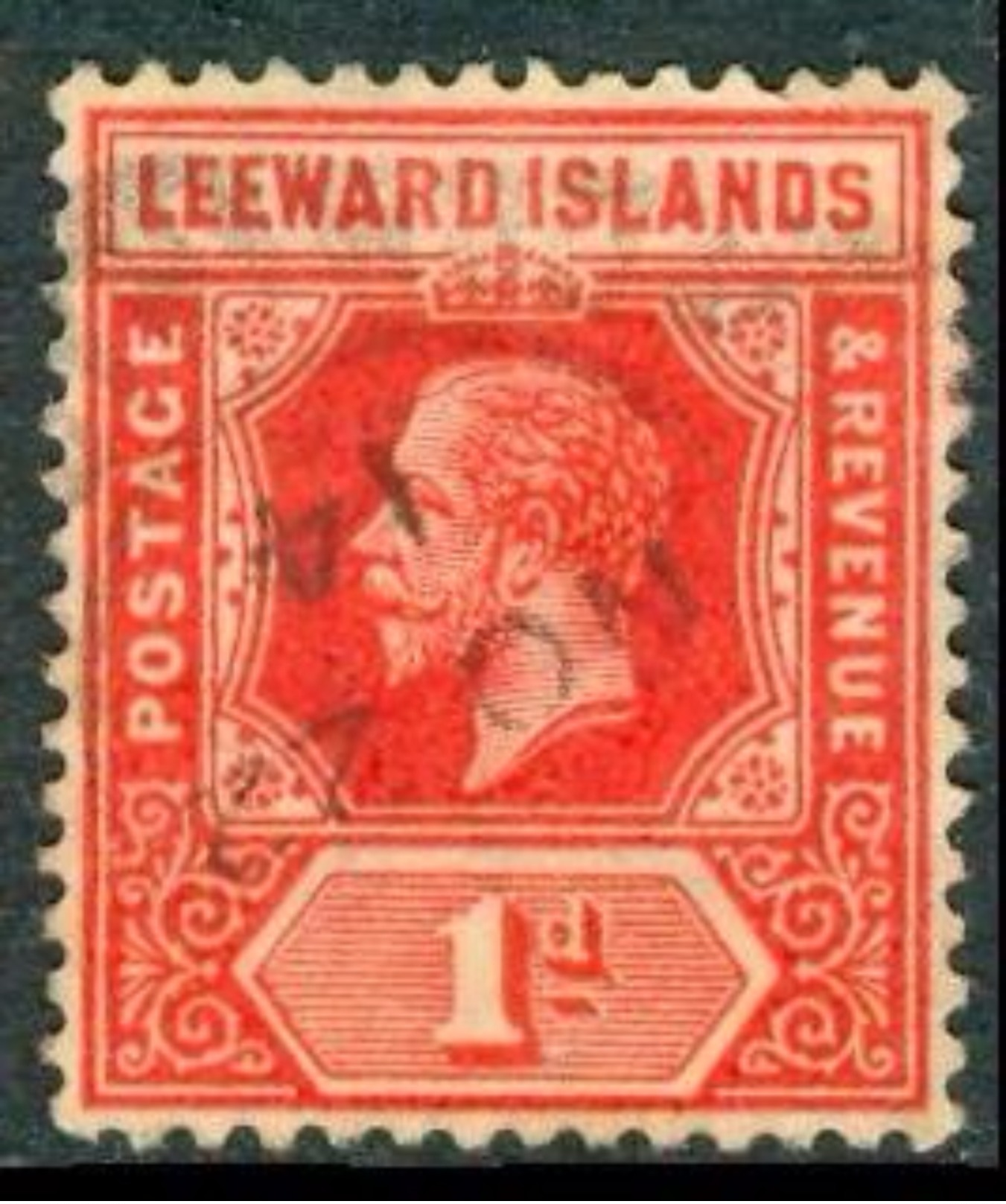 LEEWARD ISL. 1915 KGV 1d. Bright Scarlet, Wmk Mult Crown CA, VF Used, MiNr 48b, SG 48a - Asia (Other)