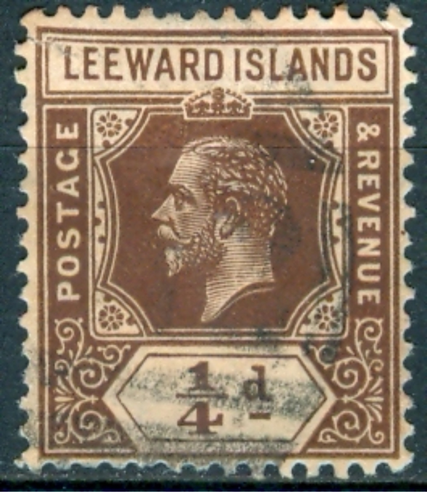 LEEWARD ISL. 1912 KGV ¼d. Brown, Wmk Mult Crown CA, Die I, VF Used, MiNr 46, SG 46 - Asia (Other)