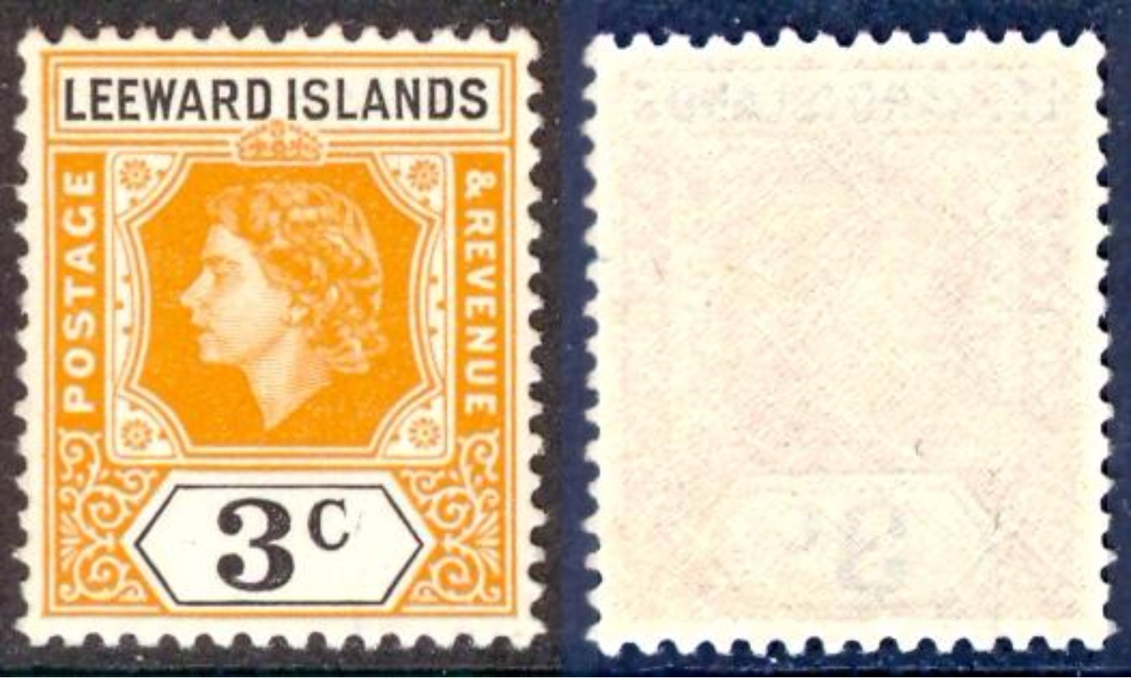 LEEWARD ISL. 1954 QEII 3c. Yellow-orange And Black, XF MNH, MiNr 120, SG 129 - Asia (Other)