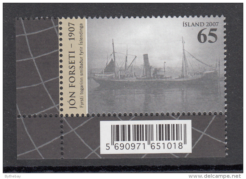Iceland MNH 2007 Scott #1096 65k Fishing Trawler ' Jon Forseti' Centenary - Unused Stamps