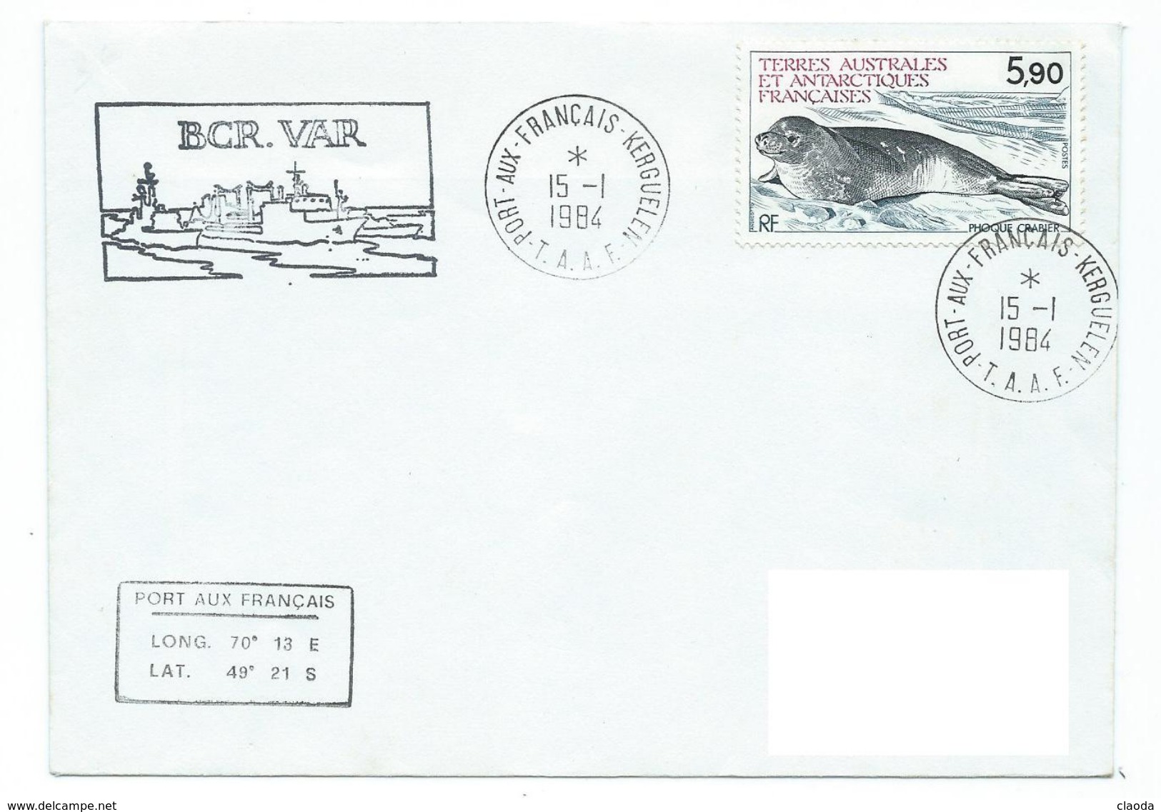 15736-  TAAF - BCR VAR - PORT AUX FRANÇAIS - KERGUELEN 1984 - Poste Navale