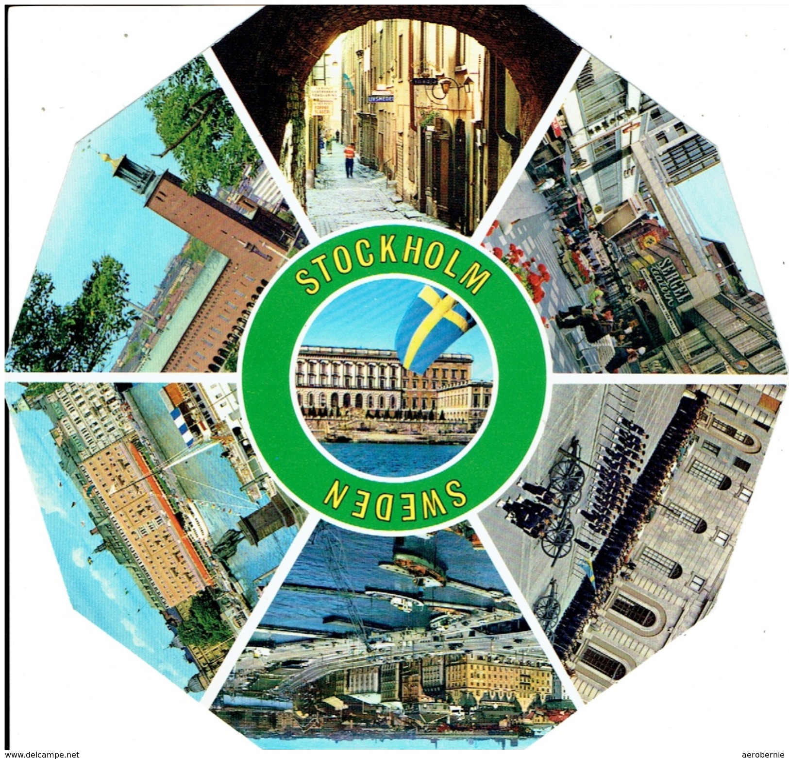 STOCKHOLM - 2 Postkarten 10-eckig + übergroß - Schweden
