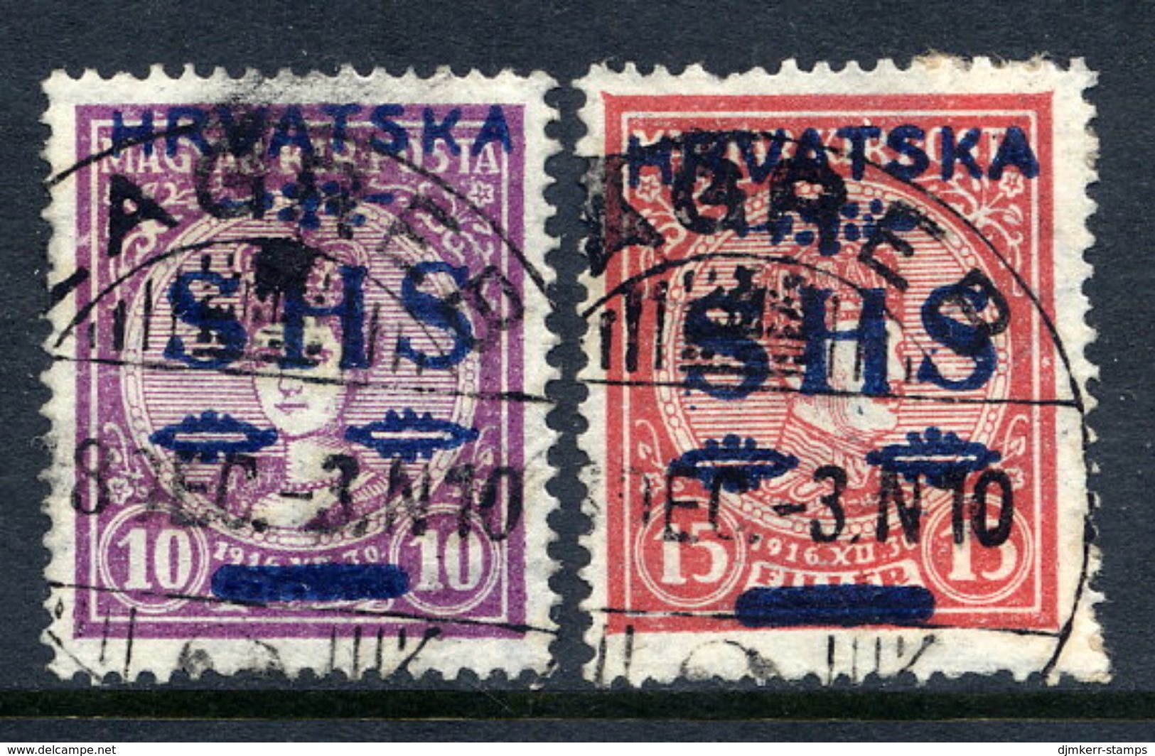 YUGOSLAVIA 1918 SHS Hrvatska Overprint On Hungary  Coronation Set Of 2 Used.   Michel 64-65 - Used Stamps