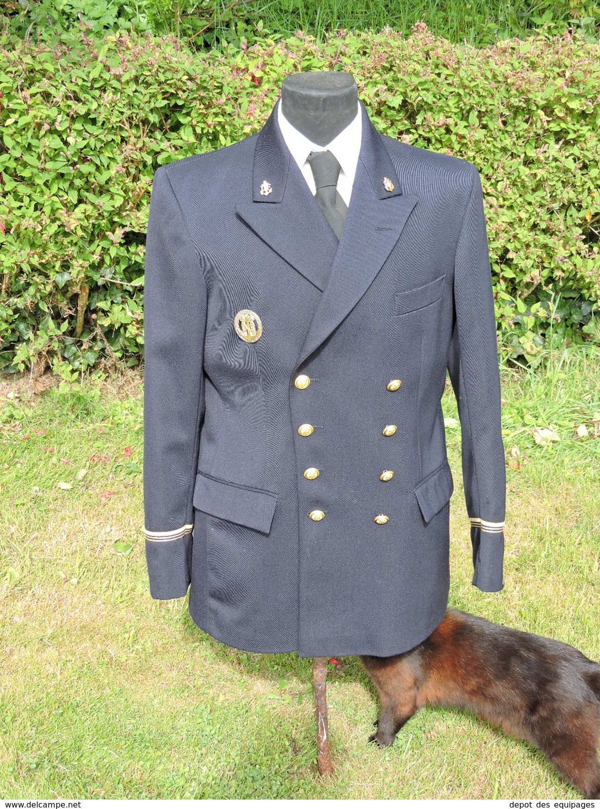 ANCIENNE VESTE SOUS OFFICIER DOUANES MARITIMES - GRANDE TAILLE + INSIGNE