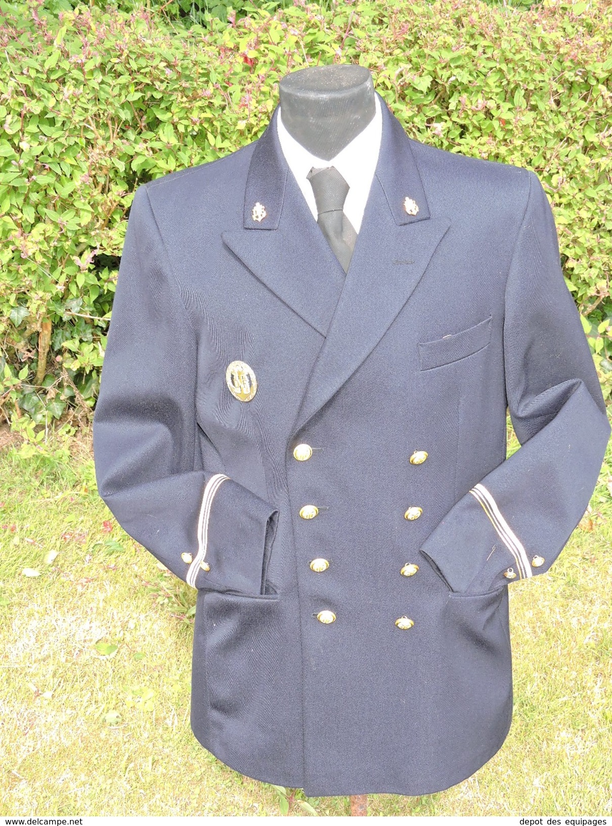 ANCIENNE VESTE SOUS OFFICIER DOUANES MARITIMES - GRANDE TAILLE + INSIGNE