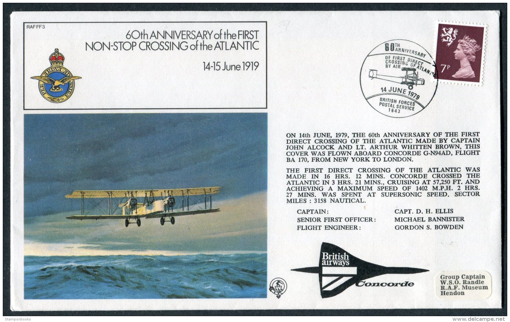 1979 GB Royal Air Force Flight Cover RAF FF3. BFPS 1643 British Airways CONCORDE - Covers & Documents