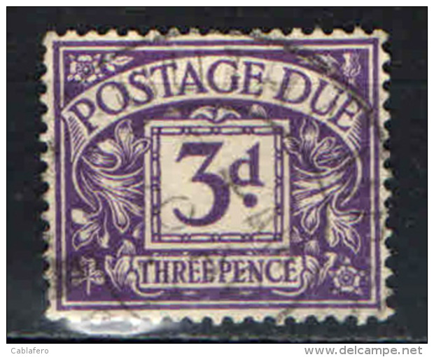 GRAN BRETAGNA - 1936 - POSTAGE DUE - VALORE DA 3 P. - USATO - Revenue Stamps