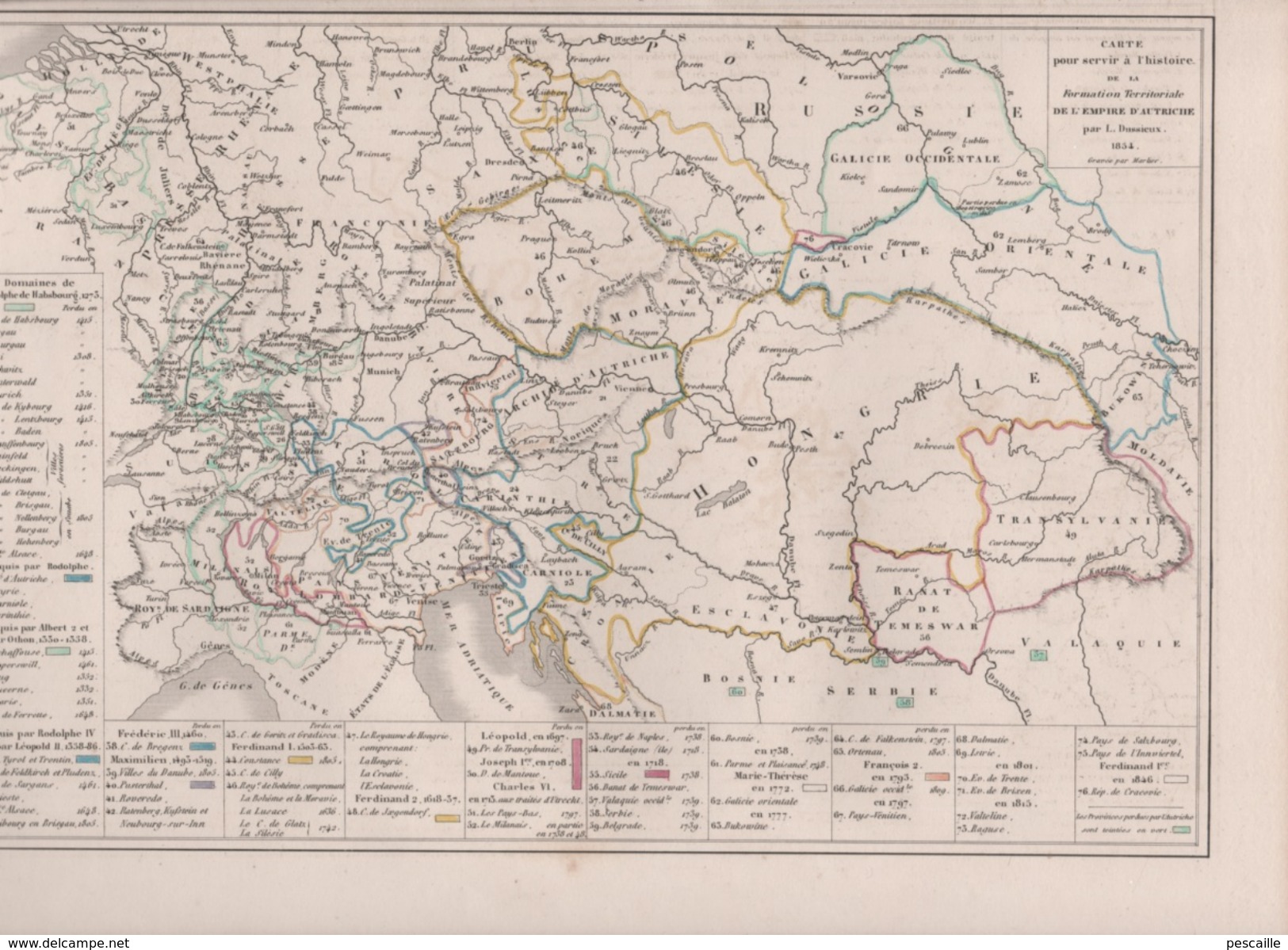 1854 - CARTE POUR SERVIR HISTOIRE DE LA FORMATION DE L' EMPIRE D'AUTRICHE / HISTOIRE FORMATION DE LA MONARCHIE PRUSSE - Landkarten