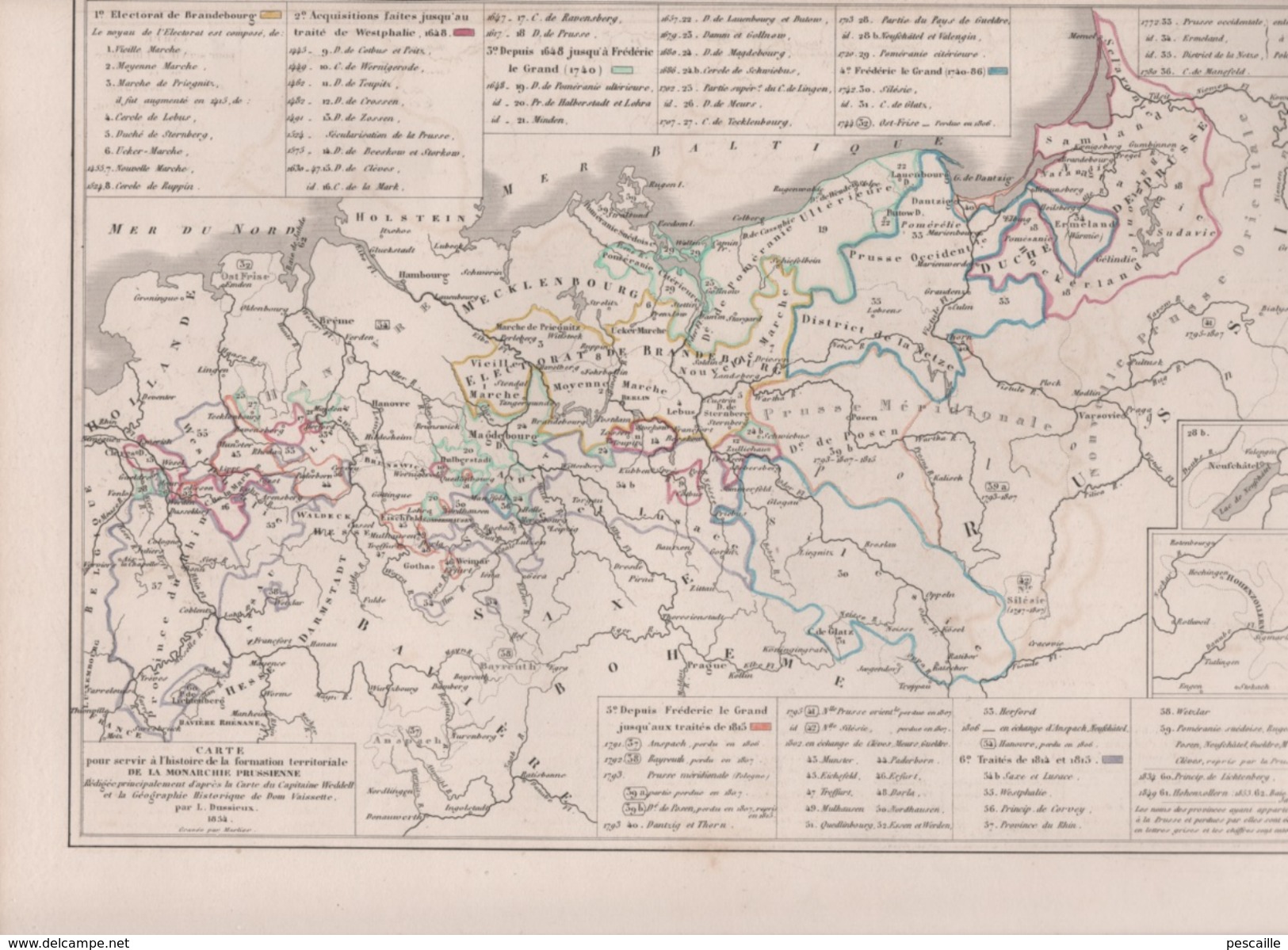 1854 - CARTE POUR SERVIR HISTOIRE DE LA FORMATION DE L' EMPIRE D'AUTRICHE / HISTOIRE FORMATION DE LA MONARCHIE PRUSSE - Geographical Maps