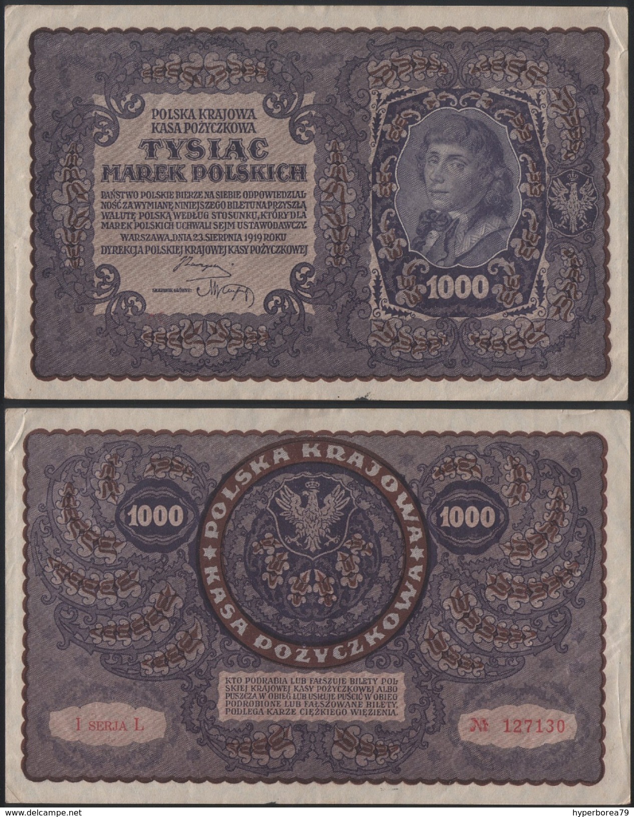 Poland P 29 - 1000 Marek 23.8.1919 - VF - Poland