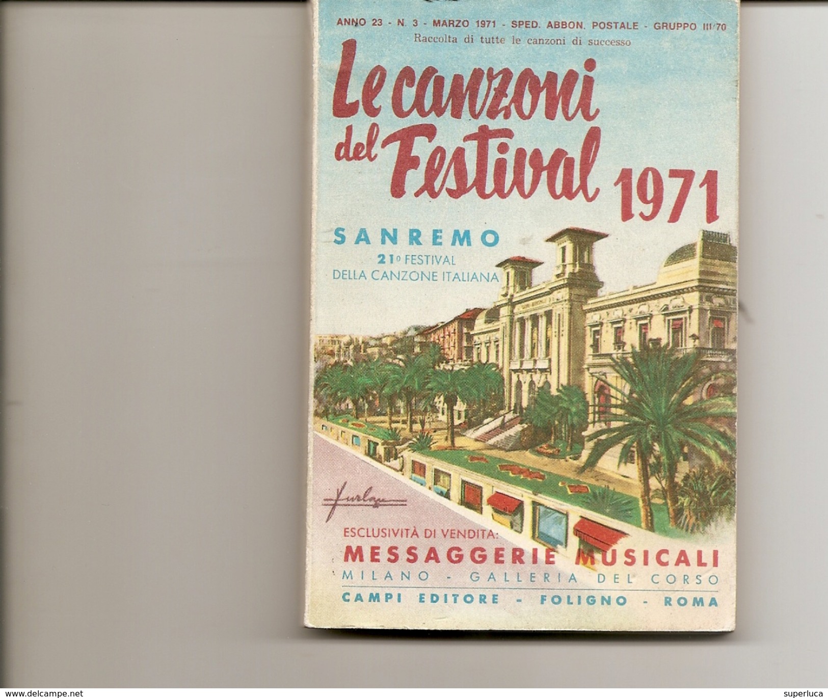 1-LIBRETTO LE CAZONI DEL FESTIVAL 1971-SANREMO - Canto (solo)