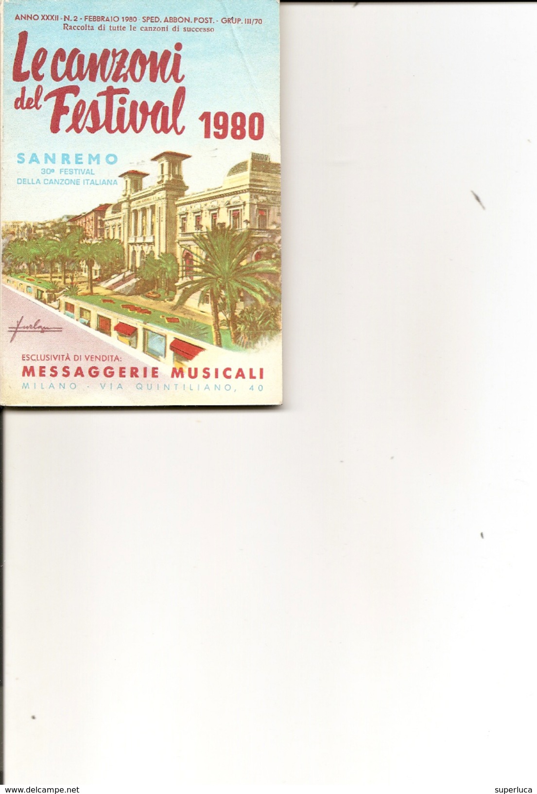 1-LIBRETTO LE CAZONI DEL FESTIVAL 1980-SANREMO - Canto (solo)