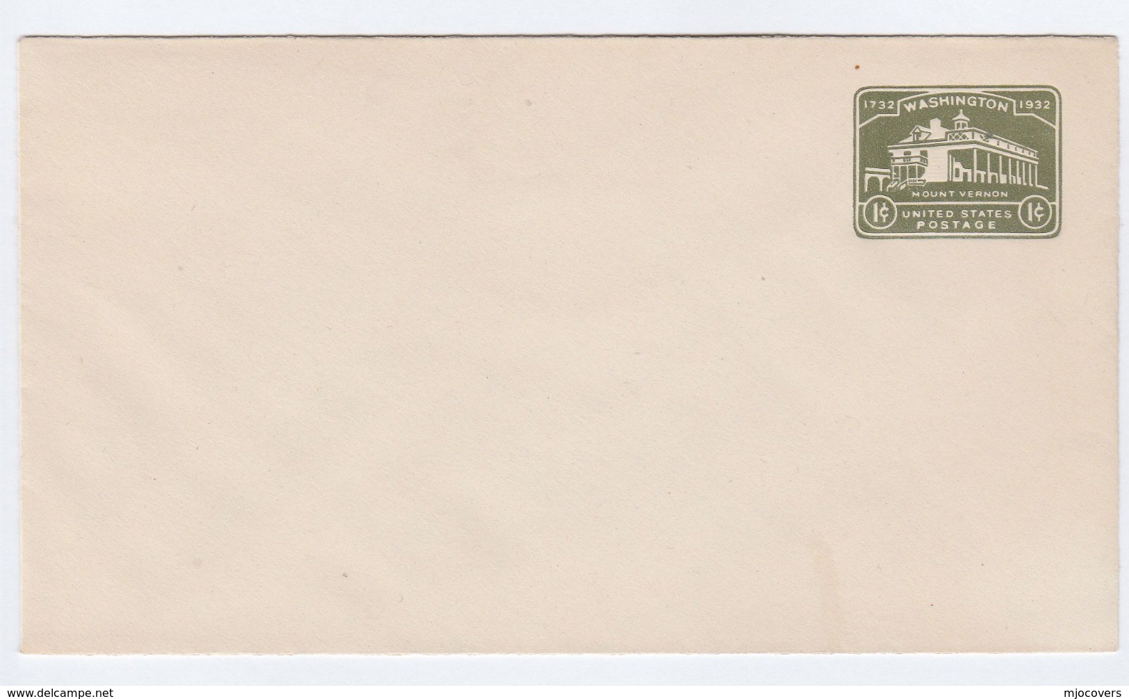 1932 USA 4c Postal STATIONERY COVER  MOUNT VERNON Stamps - 1921-40