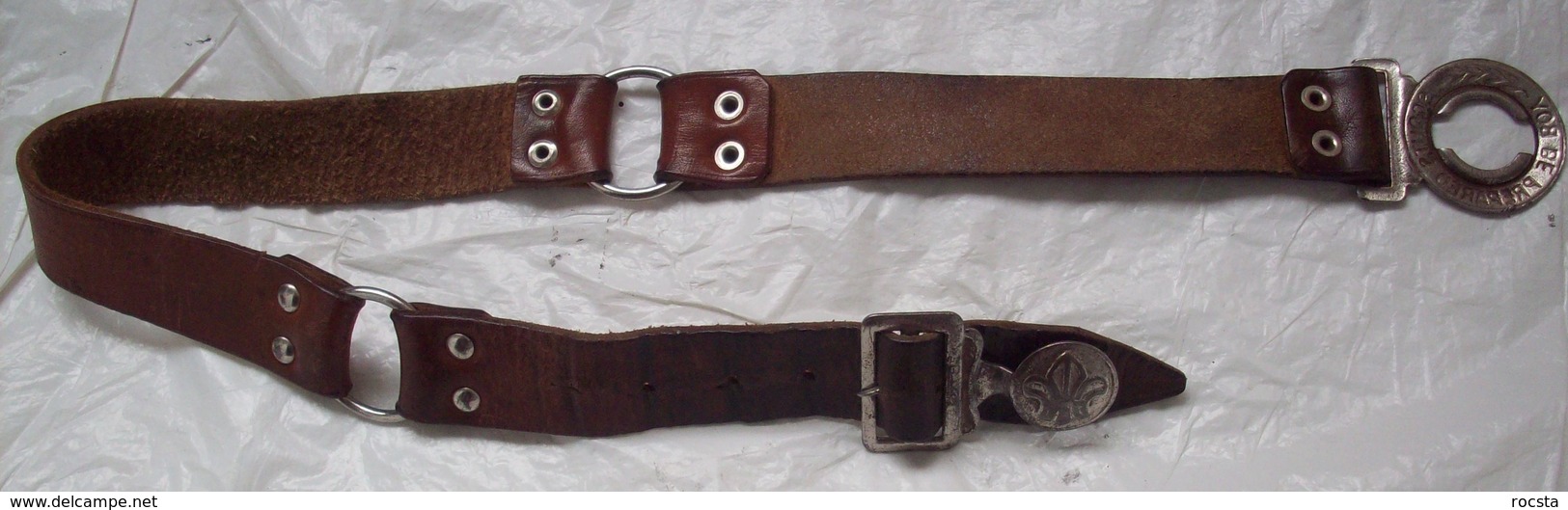 Old vintage leather boy scout belt