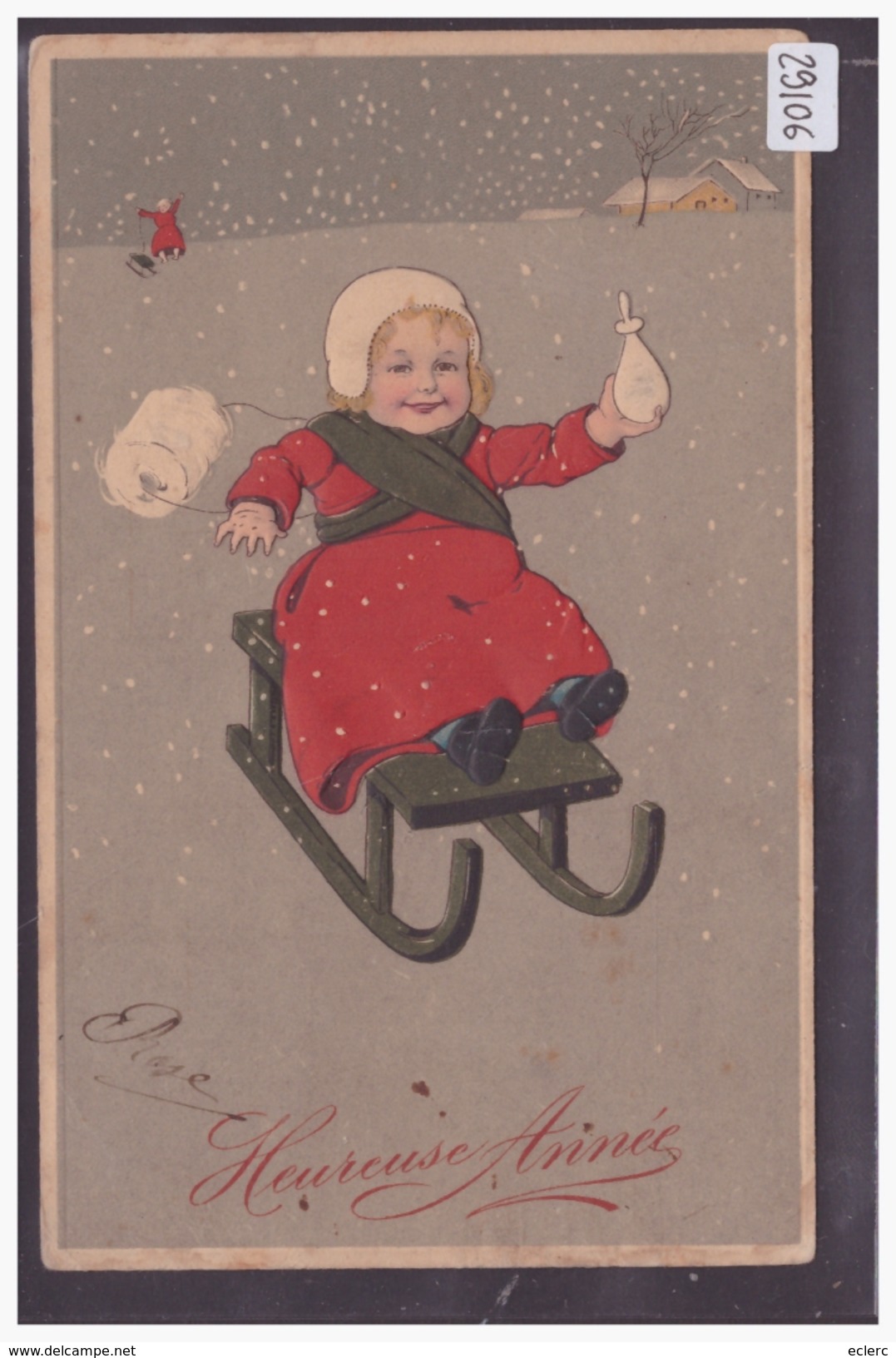 BONNE ANNEE - ENFANT EN LUGE - PFB No 6211 - CARTE EN RELIEF - PRÄGE KARTE - TB - Anno Nuovo