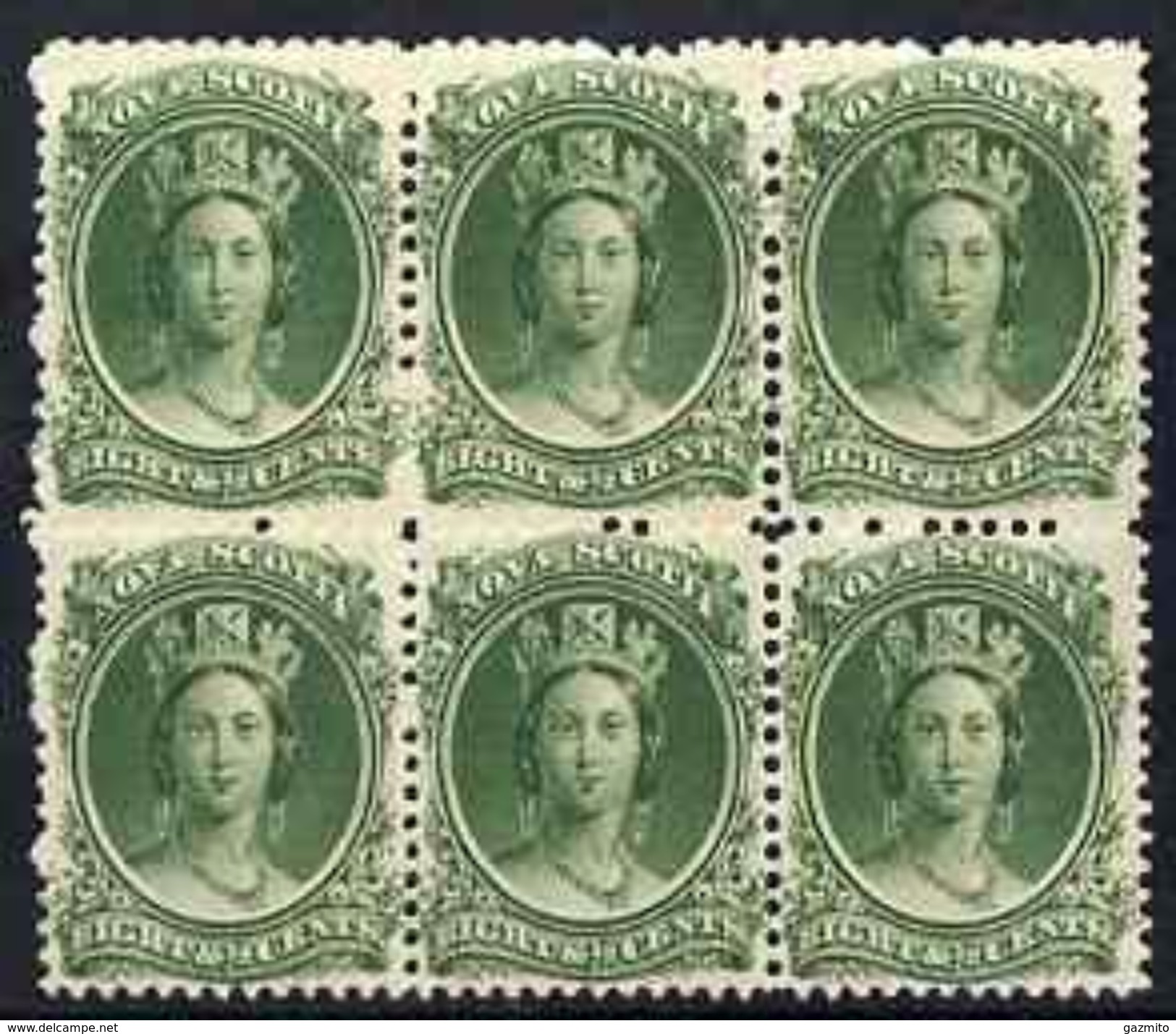 Canada, New Scotland, 1863, 1val X6 Green - Unused Stamps