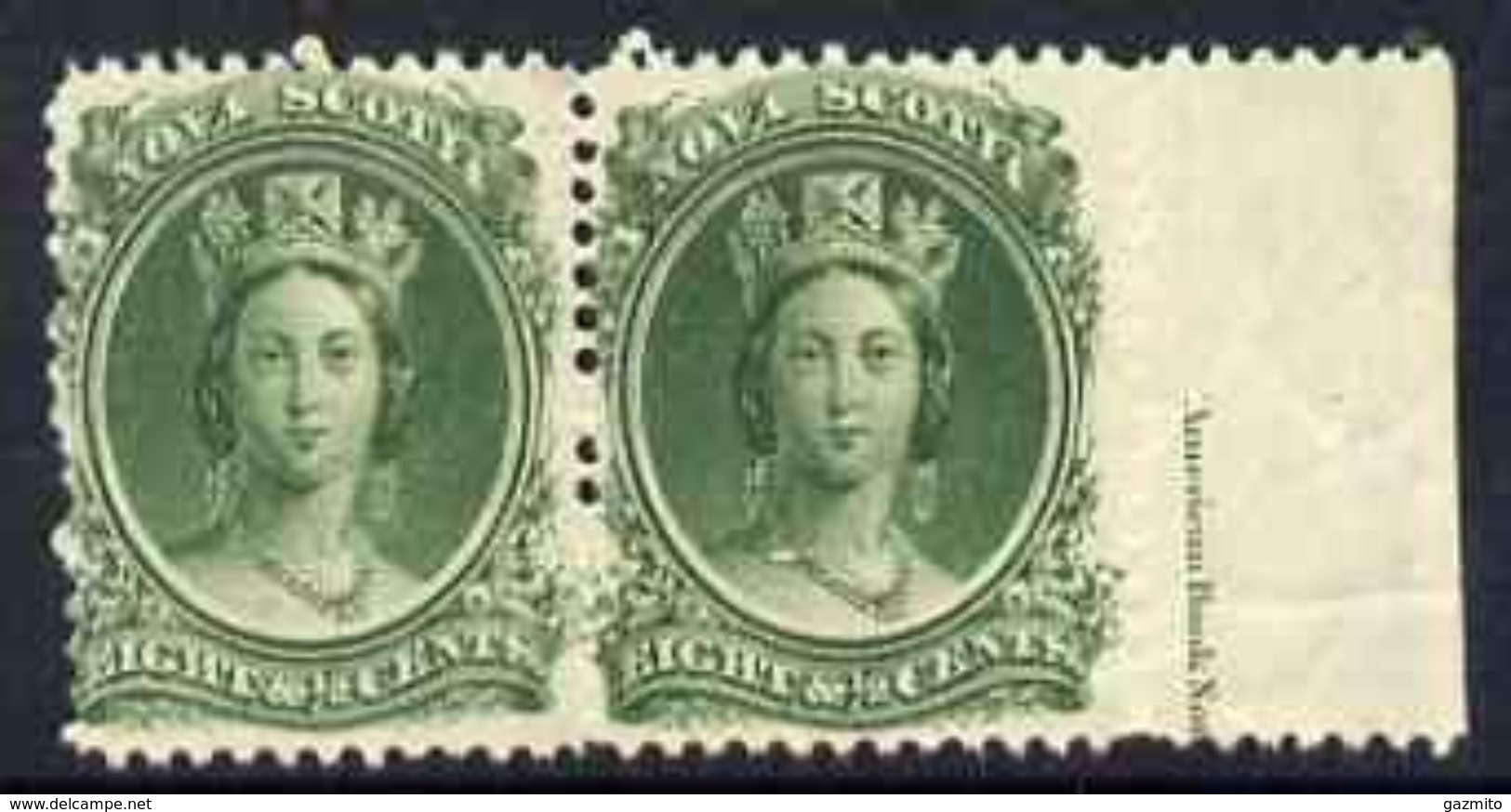Canada, New Scotland, 1863, 1valx2 Green Partially IMPERFORATED - Unused Stamps