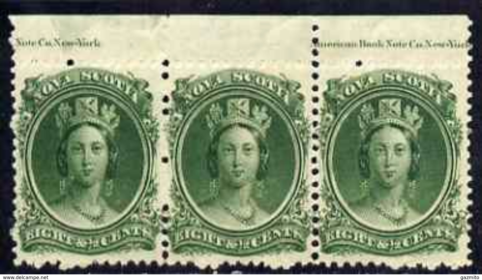 Canada, New Scotland, 1863, 1valx3 Green Partially IMPERFORATED - Ongebruikt