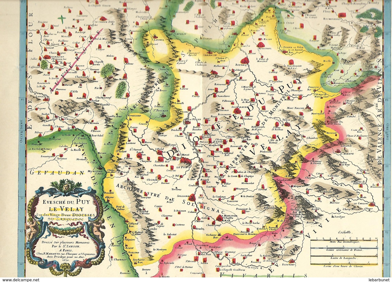 Vieux Pays De France Carte De Blaev Le Velay éditée Par Marinier En 1939 - Historical Documents