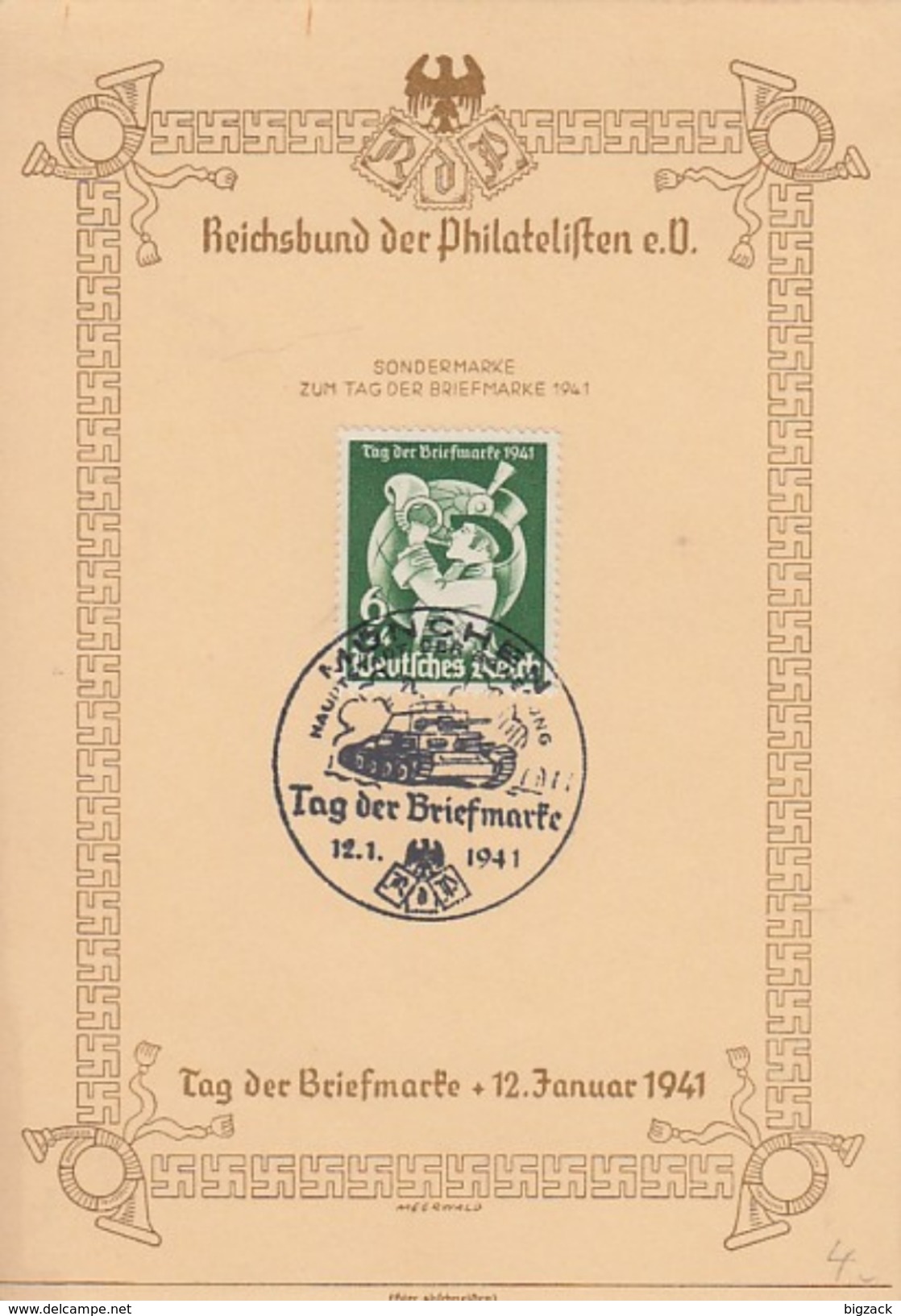 DR Anlasskarte Tag Der Briefmarke EF Minr.762 SST München 12.1.41 - Briefe U. Dokumente