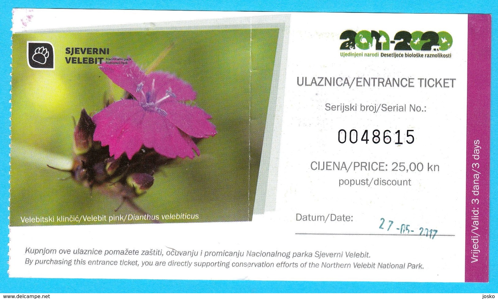 NORTHERN VELEBIT NATIONAL PARK (Croatia) Ticket Parc National Nationalpark Parco Nazionale Parque Nacional Nature Park - Eintrittskarten