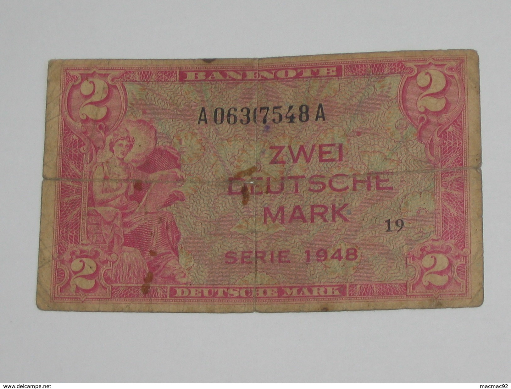 2 Zwei Deutsche Mark - Allied Occupation WWII - ALLEMAGNE - Série 1948  **** EN ACHAT IMMEDIAT **** Billet RARE !!! - 5 Mark