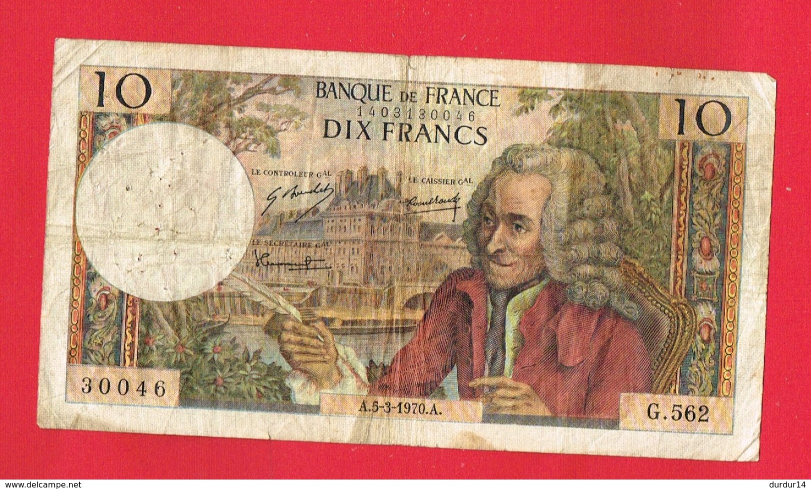 1 Billet De DIX FRANCS 10 Francs ... - 10 F 1963-1973 ''Voltaire''