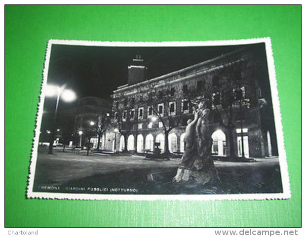 Cartolina Cremona - Giardini Pubblici ( Notturno ) 1953 - Cremona