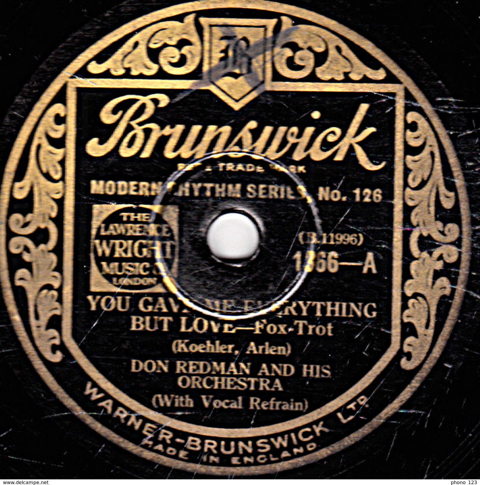 78 T - 25 Cm.  état B - DON REDMAN - YOU GAVE ME EVERYTHING BUT LOVE  Fox-Trot - EARL HINES - SENSATIONAL MOOD  Fox-Trot - 78 T - Disques Pour Gramophone