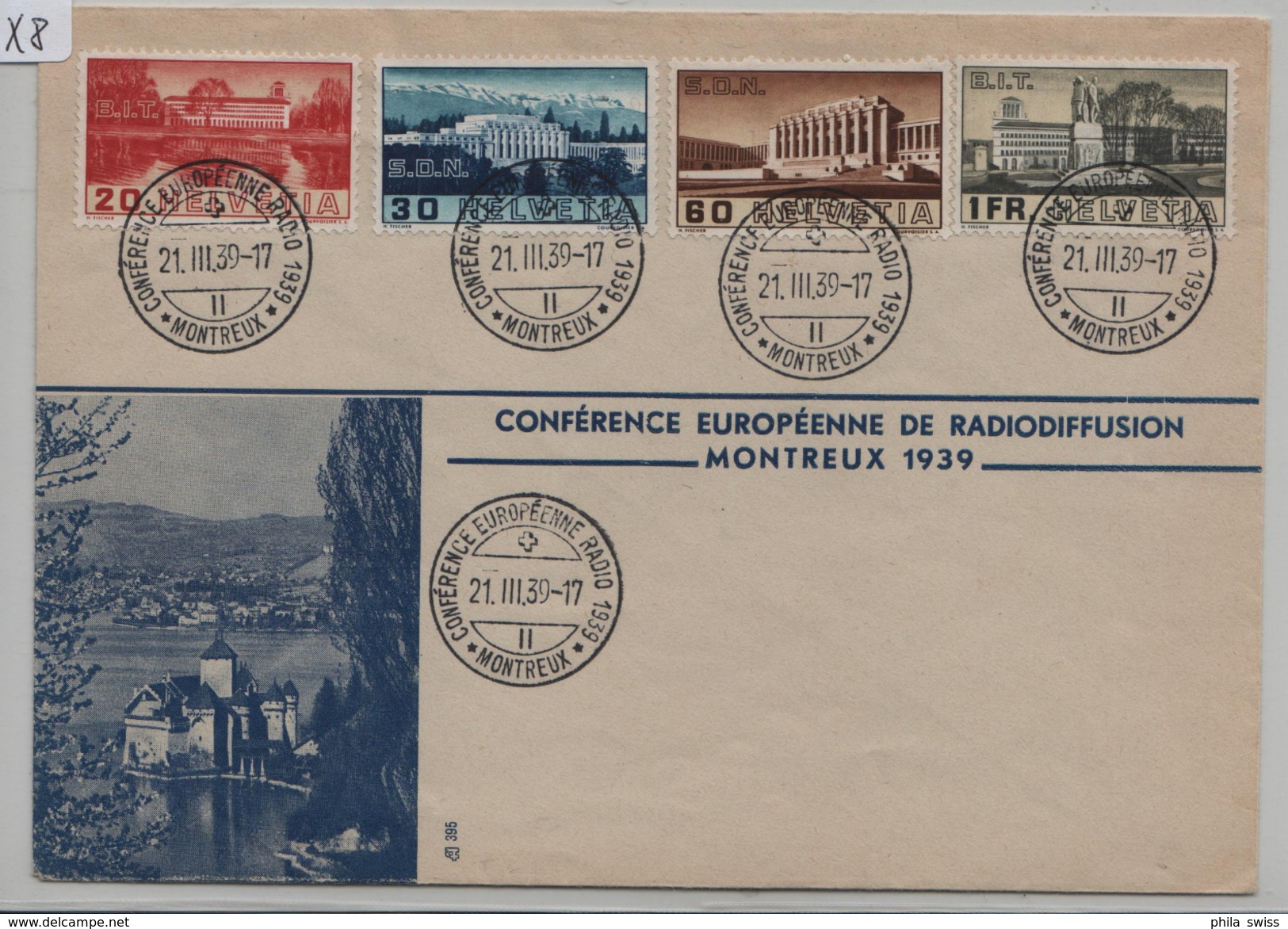 1939 Conference Europeenne De Radiodiffusion Montreux 211-214/321-324 21.III.39 - Lettres & Documents
