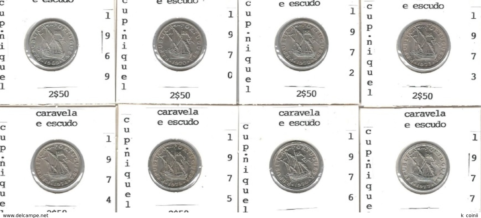 Portugal - 2 Escudos And 50 Centavos (2$50) Set Of 16 Coins - 1969 To 1985 - Portugal