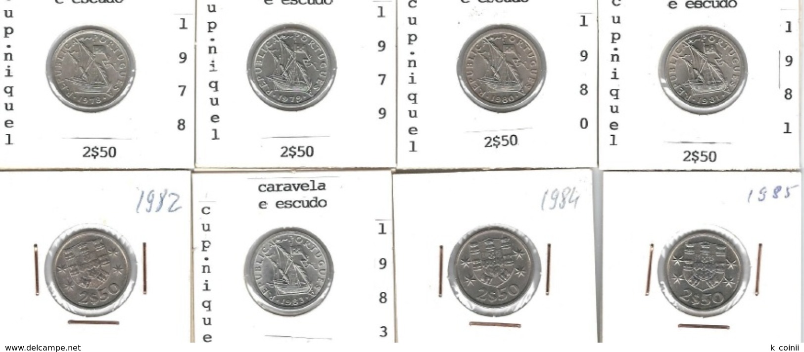 Portugal - 2 Escudos And 50 Centavos (2$50) Set Of 16 Coins - 1969 To 1985 - Portugal