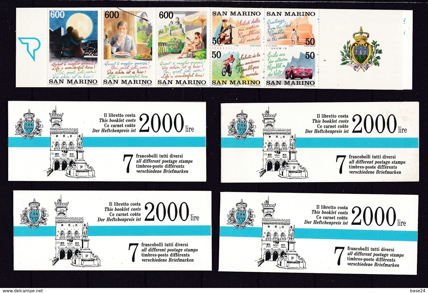 1992 San Marino Saint Marin TURISMO EUROPEO  EUROPEAN TOURISM 5 Libretti MNH** 5 Booklets - Postzegelboekjes