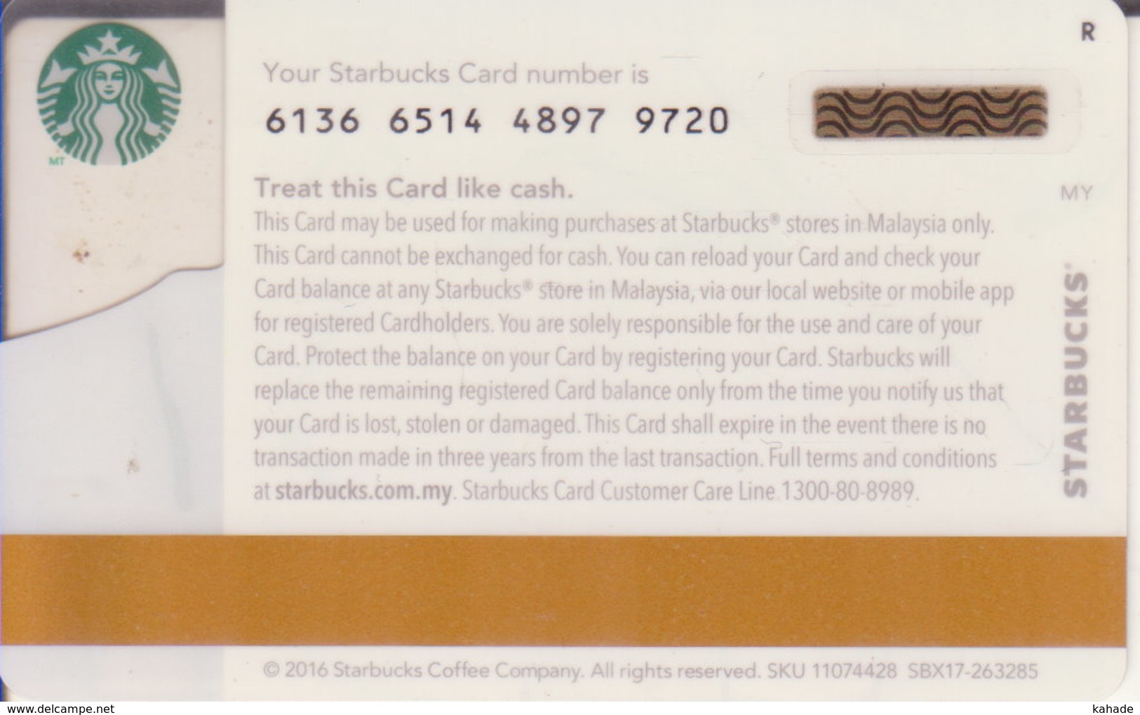 Malaysia Starbucks Card Mini "Fatherday" 2016-6136 - Gift Cards