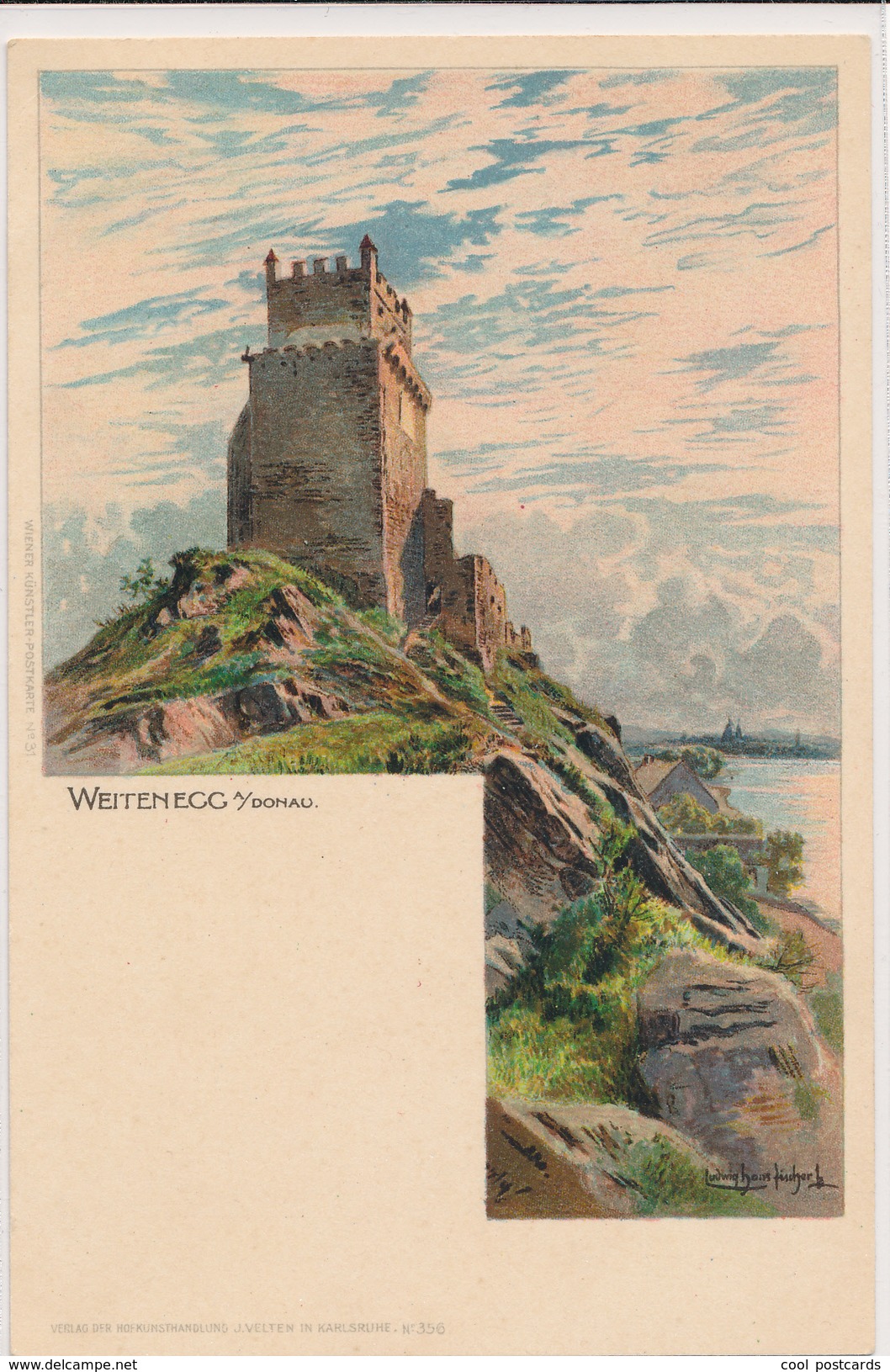 AUSTRIA, BURG WEITENEGG A. DONAU, EX Cond. Fine Litho PC, Unused, UNDIVIDED BACK - Melk