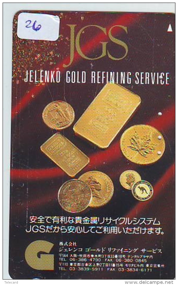 Télécarte Japon * D'OR * PHONECARD JAPAN * FINE GOLD * GOLDBARS  (26)  MONNAIE * COINS  * MONEY - Timbres & Monnaies