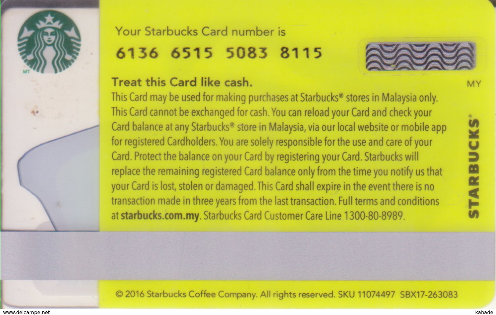 Malaysia Starbucks Card Mini "Brille" 2016 - 6136 - Gift Cards