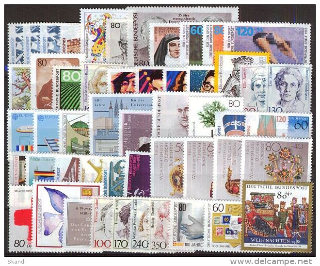 DEUTSCHLAND 1988 Mi-Nr. 1347-96 Jahrgang/year Set ** MNH - Collections Annuelles