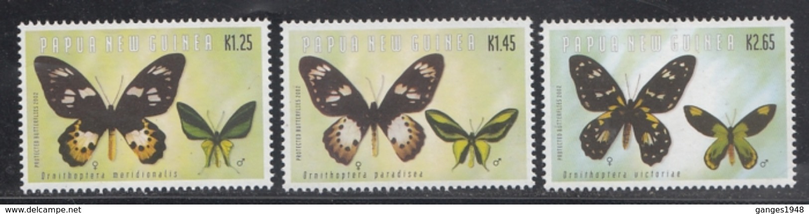 Papua New Guinea  Butterflies  3v  MNH #  93721 - Farfalle